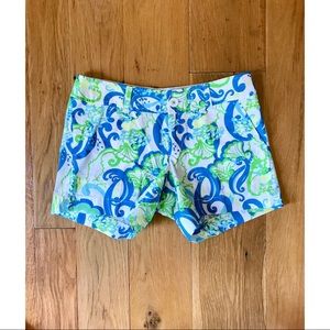 Lilly Pulitzer Blue and Green Ocean Print Shorts